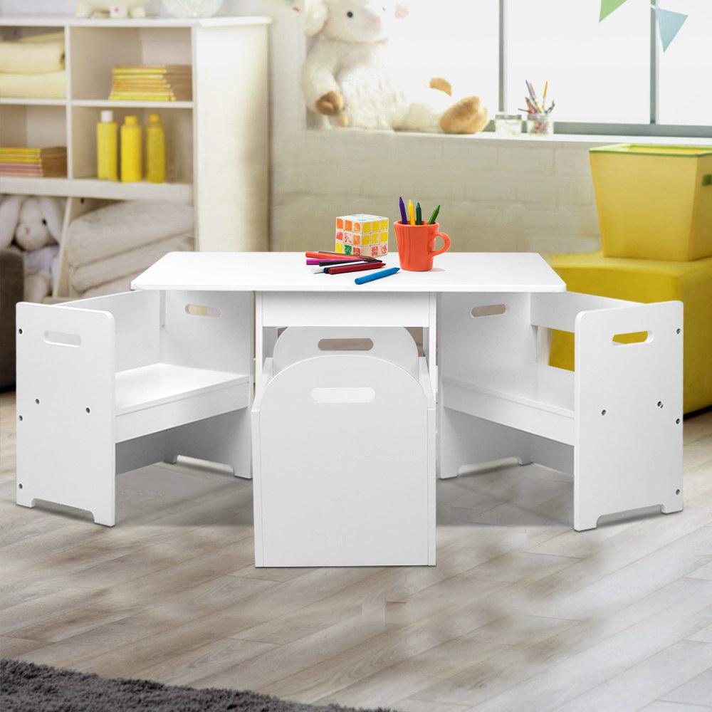 Keezi Kids Multi-function Table and Chair Set with hidden storage box, featuring eco-friendly materials and a stylish design.